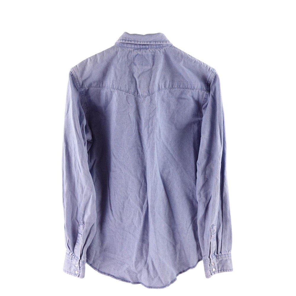 VTG Wrangler Western Shirt Mens XXL Blue Denim Pearl Snap Long Sleeve BW1251B - Picture 2 of 7